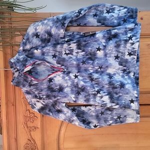 Eddie Bauer fleece xs blue tye dye star pattern